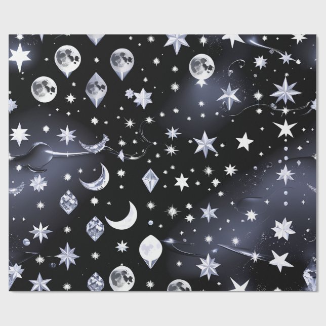 Geschenkpapier - Luxuriöser Onyx Celestial Moon (Flach)