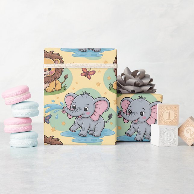 Geschenkpapier mit Cartoon-Tieren (Von Creator hochgeladen)