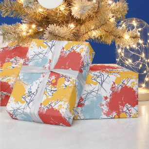 Geschenkpapier mit farbenfrohen Sprenkeln und Lini