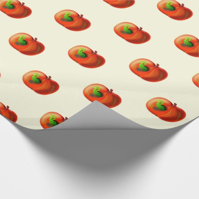 Geschenkpapier mit glücklichem Apfelwurm (Ecke)