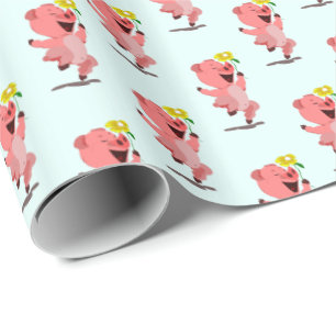 Geschenkpapier mit glücklichem Schweinchen