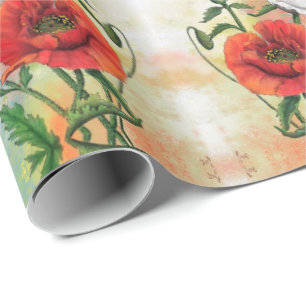 Geschenkpapier mit Mohnblumen