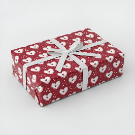 Geschenkpapier mit rotem Herzen Muster Set