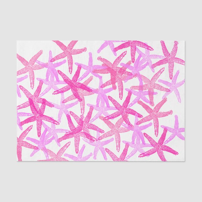 Geschenkpapier Nautischer Sternenfisch, rosa weiß Seidenpapier (Vorderseite)