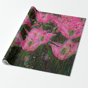 Geschenkpapier offene heißrosa Tulpen