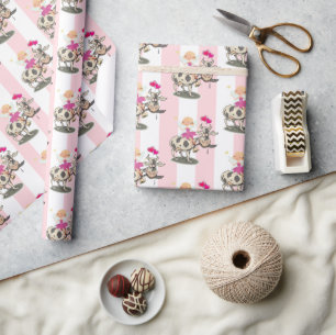 Geschenkpapier Rosa & Weiß gestreift Fairy Cow