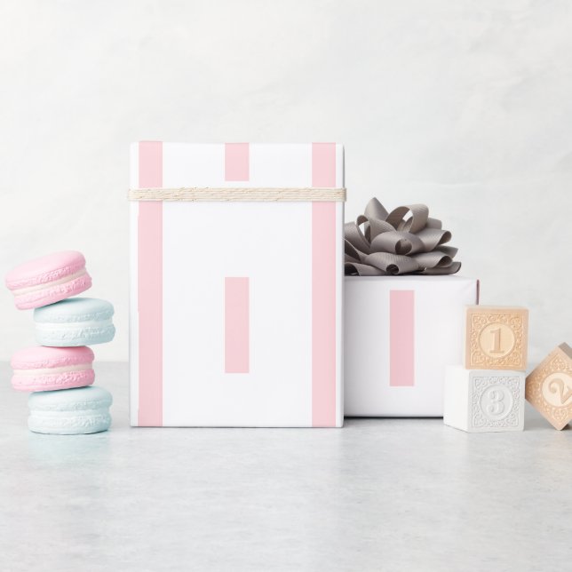 Geschenkpapier Rosa & Weiß gestreift quadratisch (Babyparty)