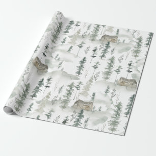 Geschenkpapier Rustikale Holzbaumhütte