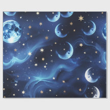 Geschenkpapier Saphirblau Himmelmond