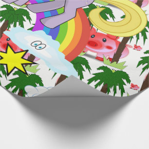 Geschenkpapier Schweine Einhorn Regenbogen