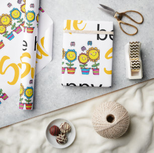 Geschenkpapier Sei glücklich Lächeln Sonnenblume F