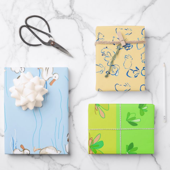 Geschenkpapier-Set mit 3 flachen Bögen Geschenkpapier Set (Vorderseite)