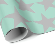 Geschenkpapier - Türkiser Hintergrund Grauer Stern