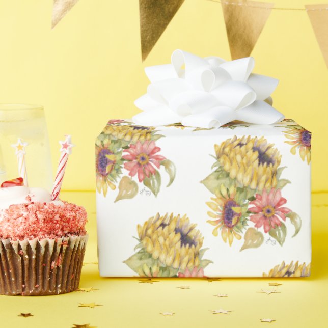 Geschenkpapierrolle - Sonnenblumen-Trio Geschenkpapier (Geburtstagsparty)