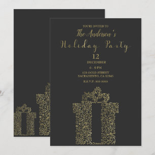 Geschenkpräsentation Charcoal & Gold Elegante Feie Einladung