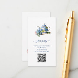 Geschenkregister QR Code Blue Hydrangea Baby Shoot Begleitkarte