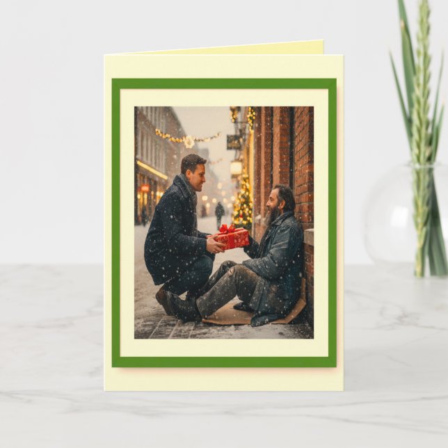 GESCHENKT WIRD MIT LIEBE WEIHNACHTSBOTSCHAFT KARTE (Vorderseite)