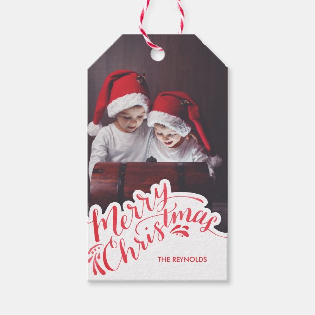 Geschenktafel für Weihnachtsgeschenke in Handschri Geschenkanhänger (Vorderseite)