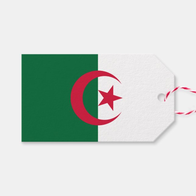 Geschenktafel mit der Flagge Algeriens Geschenkanhänger (Vorderseite (Horizontal))