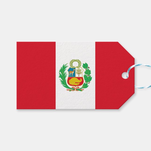 Geschenktafel mit Flagge Perus Geschenkanhänger (Vorderseite (Horizontal))