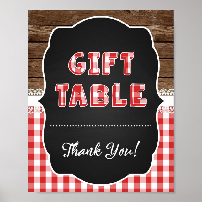 Geschenktafel-Zeichen - Red Baby Q Poster (Vorne)