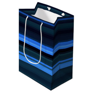 Geschenktasche - blaue Streifen Mittlere Geschenktüte