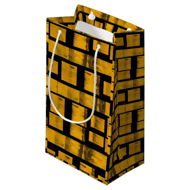 Geschenktasche Burnt Gelb Schwarz Kleine Geschenktüte (Vorderseite Schrägansicht)