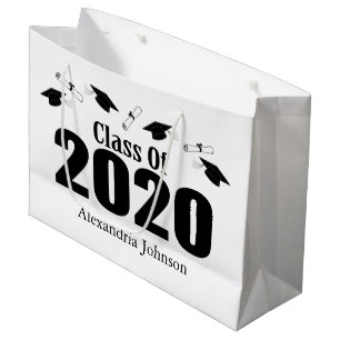Geschenktasche für 2020 Abschluss (schwarze Karte Große Geschenktüte