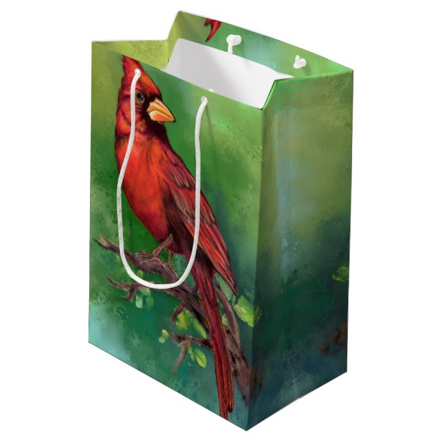 Geschenktasche für den nördlichen Kardinal Mittlere Geschenktüte (Rückseite Schrägansicht)