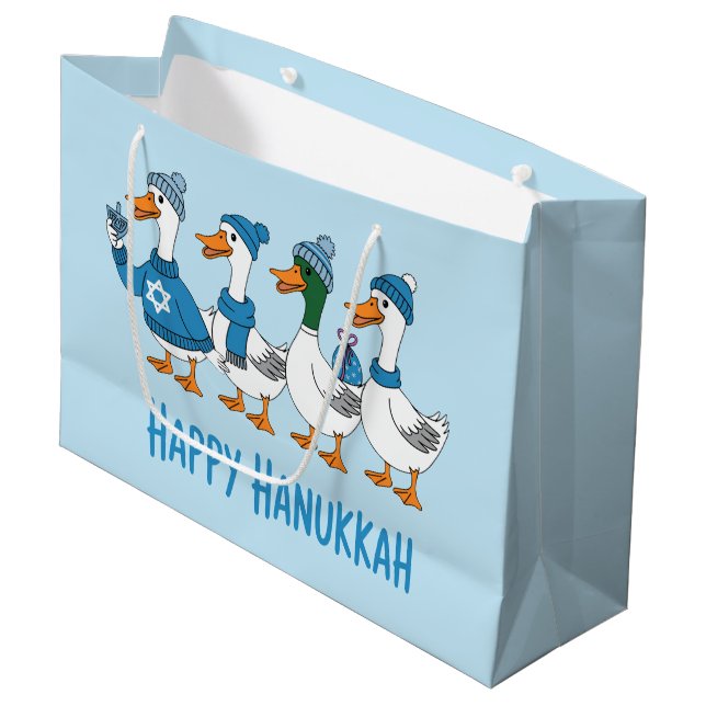 Geschenktasche für Kinder zum glücklichen Chanukka Große Geschenktüte (Vorderseite Schrägansicht)