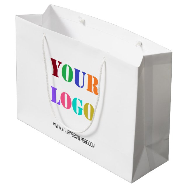 Geschenktasche für kundenspezifische Logos und Tex Große Geschenktüte (Rückseite Schrägansicht)