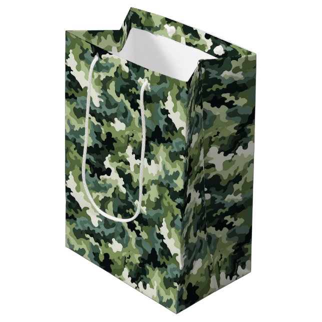 Geschenktasche für militärische Camouflage Mittlere Geschenktüte (Vorderseite Schrägansicht)