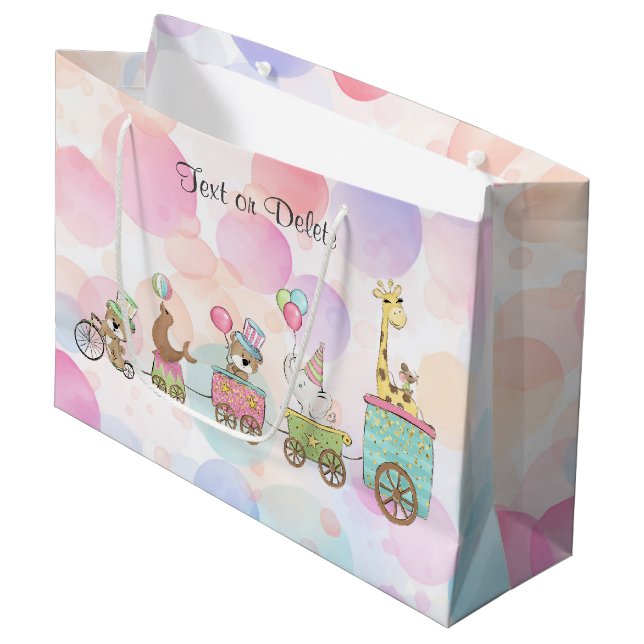 Geschenktasche für Zirkustiere Große Geschenktüte (Vorderseite Schrägansicht)