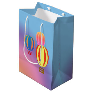 Geschenktasche - Heißluftballons und Regenbogen Mittlere Geschenktüte