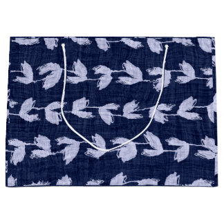 Geschenktasche JAPANESE BLUE LEAF PATTER Große Geschenktüte