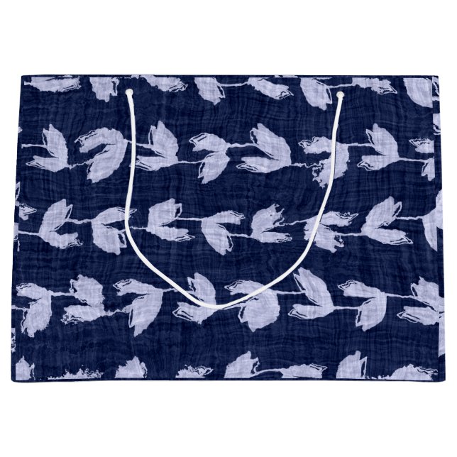 Geschenktasche JAPANESE BLUE LEAF PATTER Große Geschenktüte (Vorderseite)