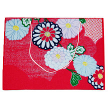 Geschenktasche JAPANESE RED KIMONO PATTER MIT BLUM
