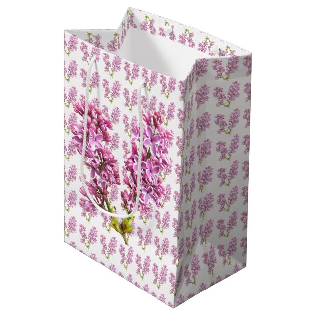 Geschenktasche - Lilac-Blüten Mittlere Geschenktüte (Vorderseite Schrägansicht)