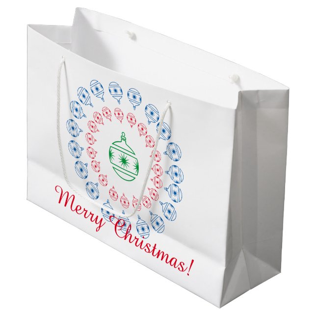 Geschenktasche (Lrg) - Weihnachtsdekorationen Große Geschenktüte (Vorderseite Schrägansicht)