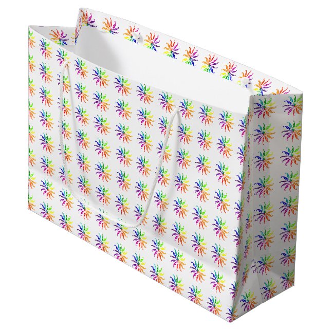 Geschenktasche - Mehrfarbige Räder (groß) Große Geschenktüte (Vorderseite Schrägansicht)