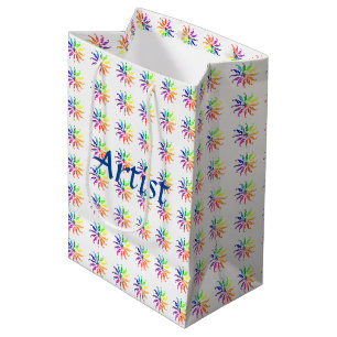 Geschenktasche - Mehrfarbige Räder mit Text Mittlere Geschenktüte