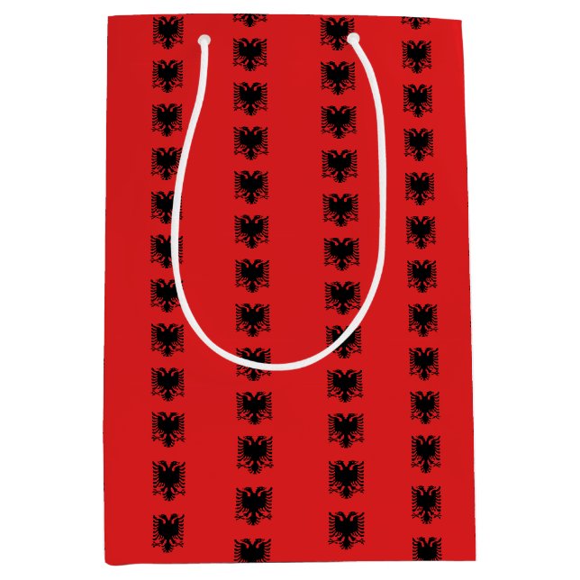 Geschenktasche mit Albanienflagge Mittlere Geschenktüte (Vorderseite)