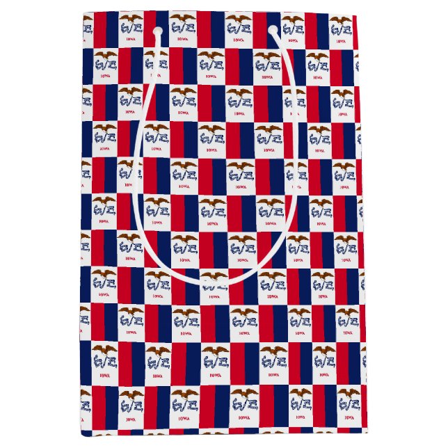 Geschenktasche mit der Flagge von Iowa, USA Mittlere Geschenktüte (Vorderseite)