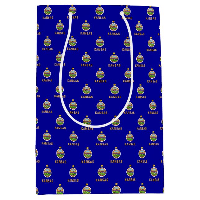 Geschenktasche mit der Flagge von Kansas, USA Mittlere Geschenktüte (Vorderseite)