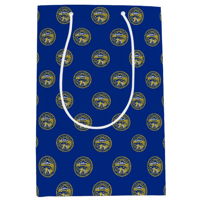 Geschenktasche mit der Flagge von Nebraska, USA Mittlere Geschenktüte (Vorderseite)