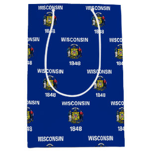 Geschenktasche mit der Flagge von Wisconsin, USA Mittlere Geschenktüte