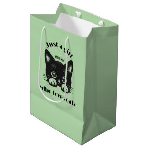 Geschenktasche mit Design für Mädchen, die Katzen  Mittlere Geschenktüte
