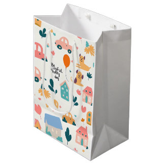 Geschenktasche mit einfachen, farbigen Mustern Mittlere Geschenktüte
