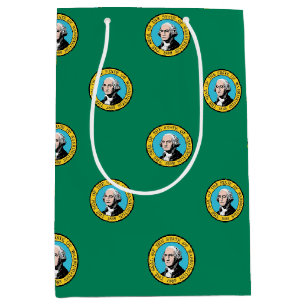 Geschenktasche mit Flagge des Bundesstaates Washin Mittlere Geschenktüte