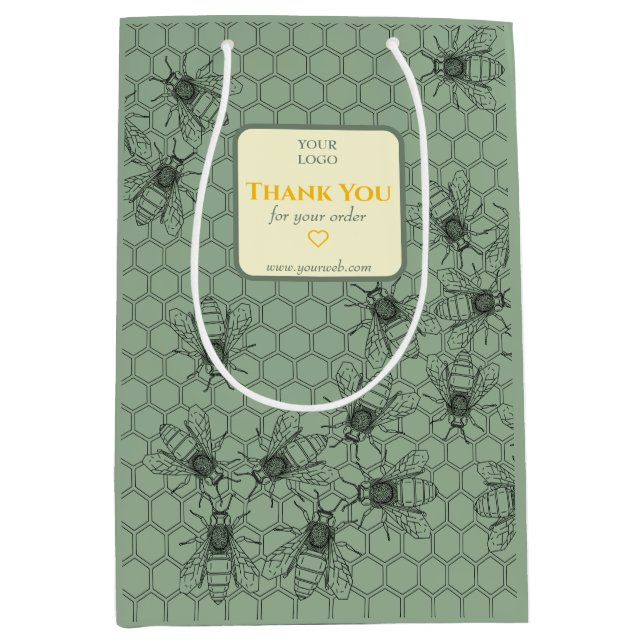Geschenktasche mit Honigbienen für kundenspezifisc Mittlere Geschenktüte (Vorderseite)